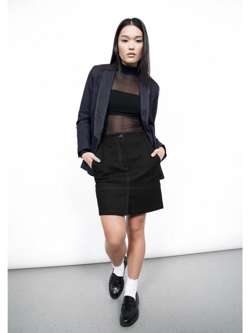 Wildfang essential work skirt, black cotton Mini Skirt